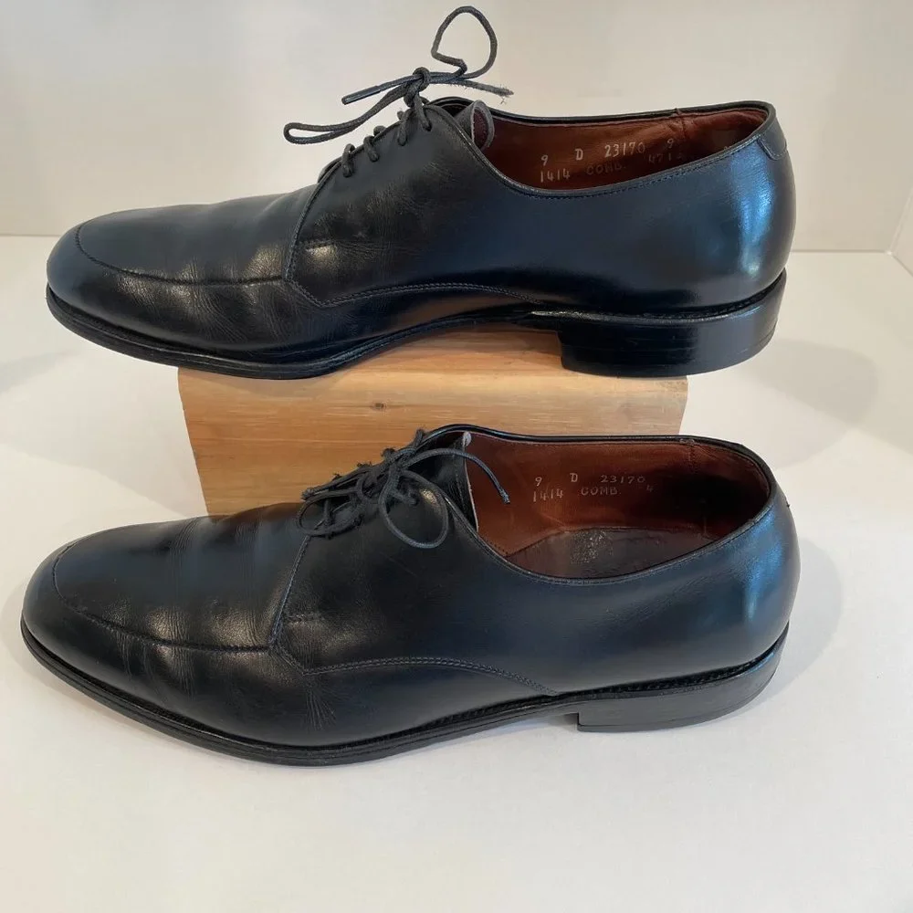 Allen Edmonds Men's Black Leather Apron Toe Oxford Dress Shoes Size 9 D